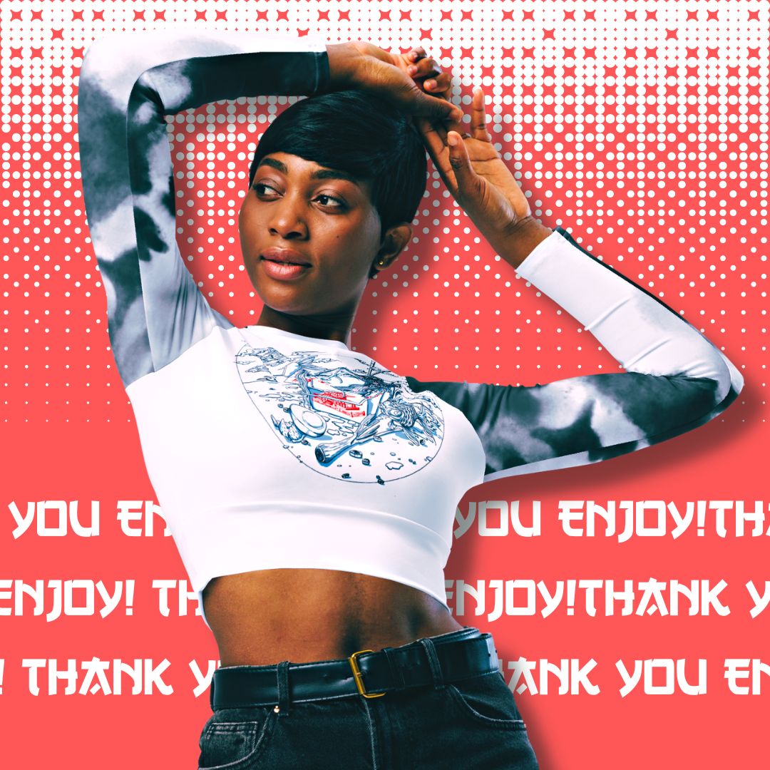 Thank You, Enjoy! Series - Recycled Long-Sleeve Crop Top
